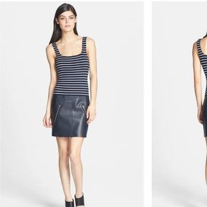 NEW BAILEY 44 STRIPED LEATHER TANK DRESS